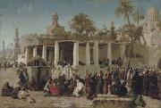 Wilhelm Gentz Crowds Gathering before the Tombs of the Caliphs, Cairo oil painting on canvas